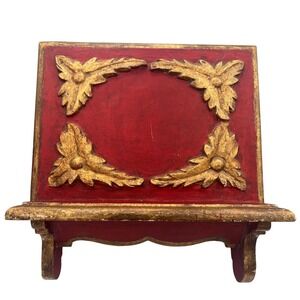 Giltwood Italian Florentine Book Rest Baroque Polychrome Lectern Library Decor